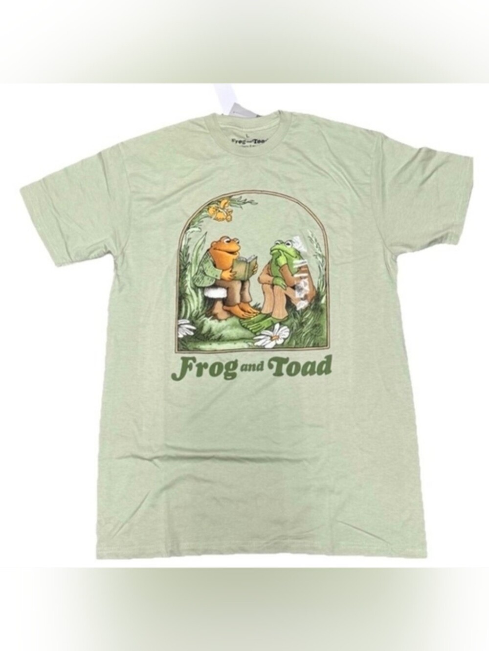 Frog and Toad Graphic Tee in Sage Green - Large Unisex
